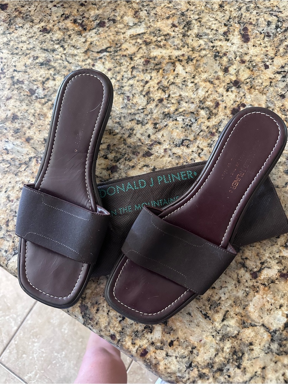 Donald J. Pliner Dark Brown Slide Mules